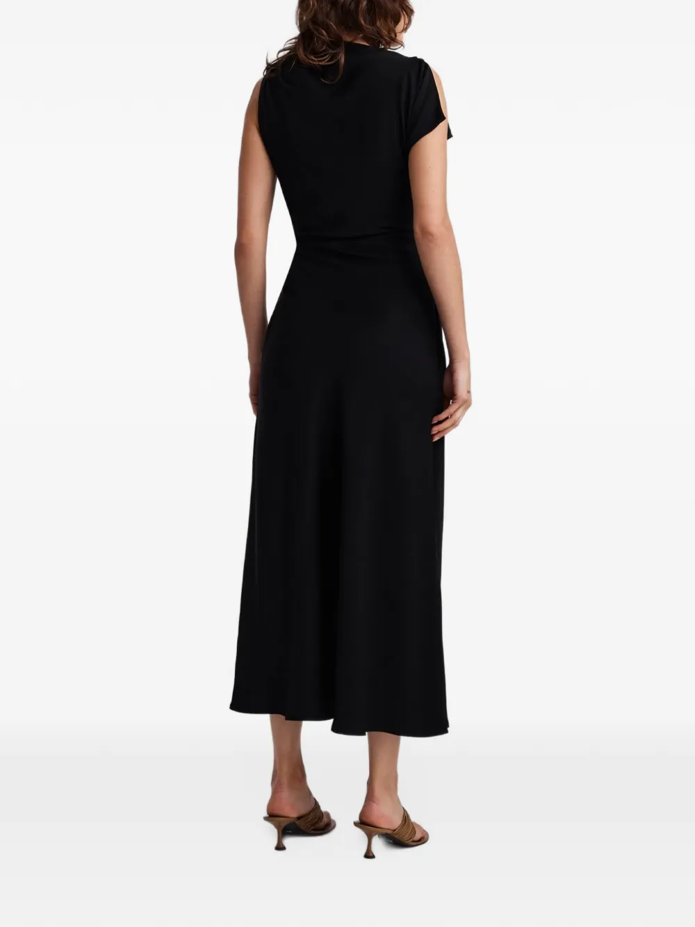 Anna Quan Charlie draped-detail midi dress Zwart