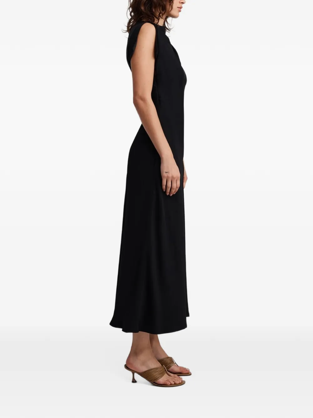 Anna Quan Charlie draped-detail midi dress Zwart
