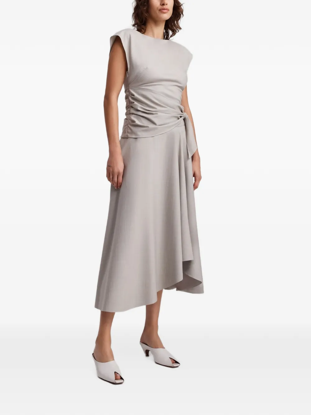 Anna Quan Lang asymmetric midi skirt Grijs