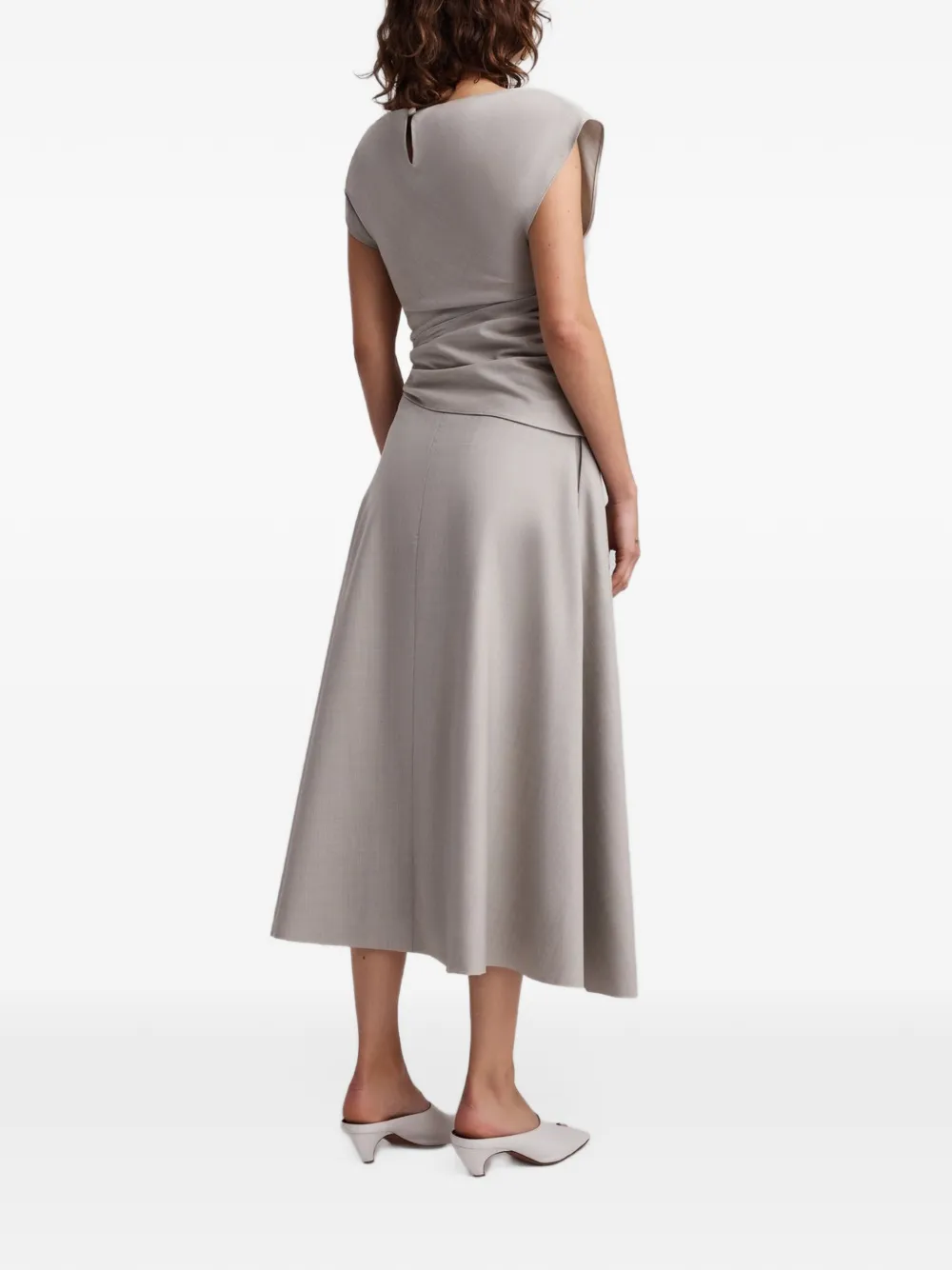 Anna Quan Lang asymmetric midi skirt Grijs