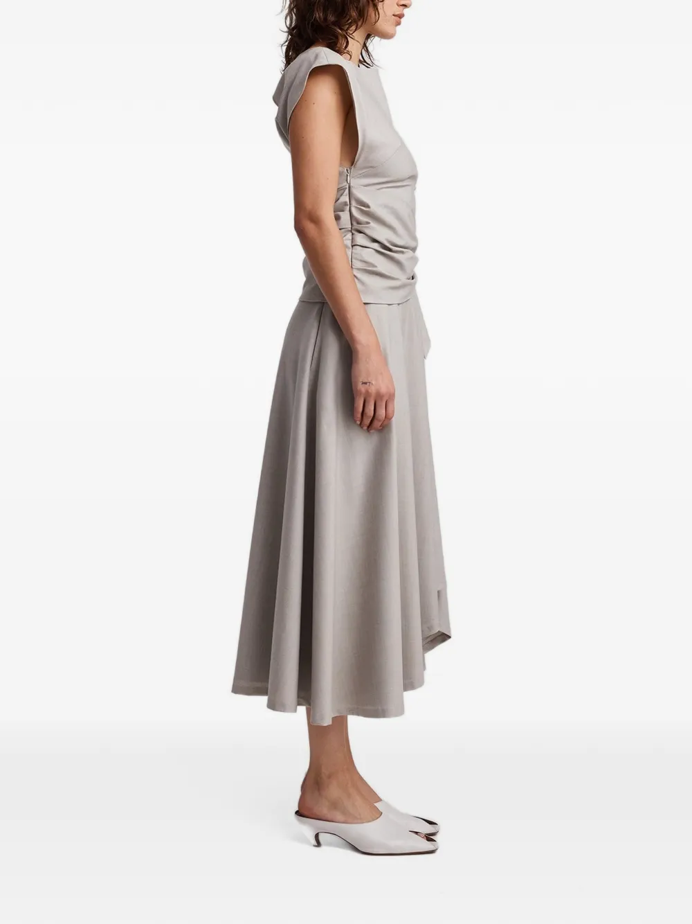 Anna Quan Lang asymmetric midi skirt Grijs