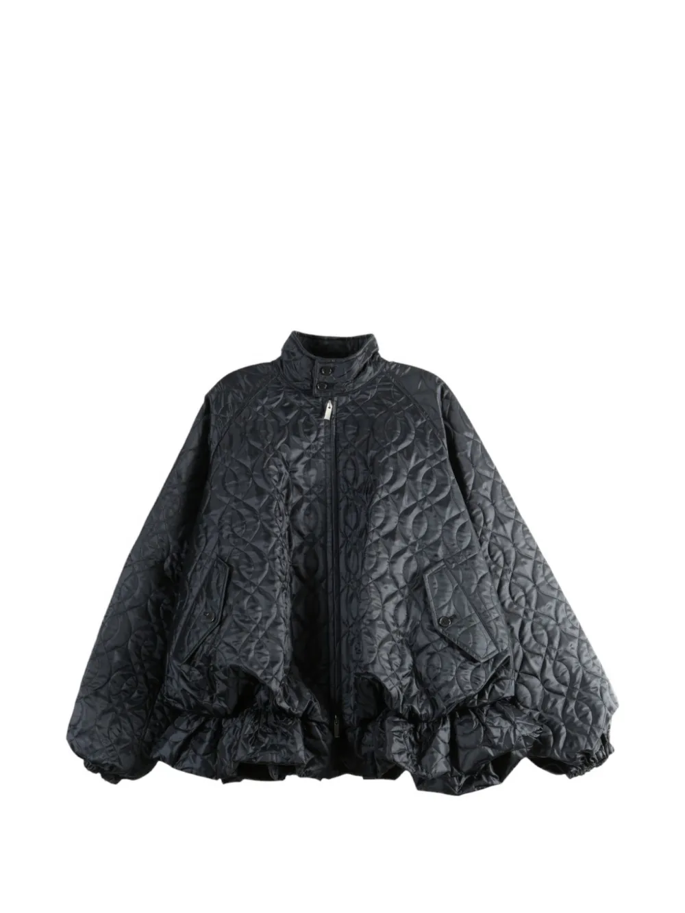 Noir Kei Ninomiya quilted ruffled jacket Zwart