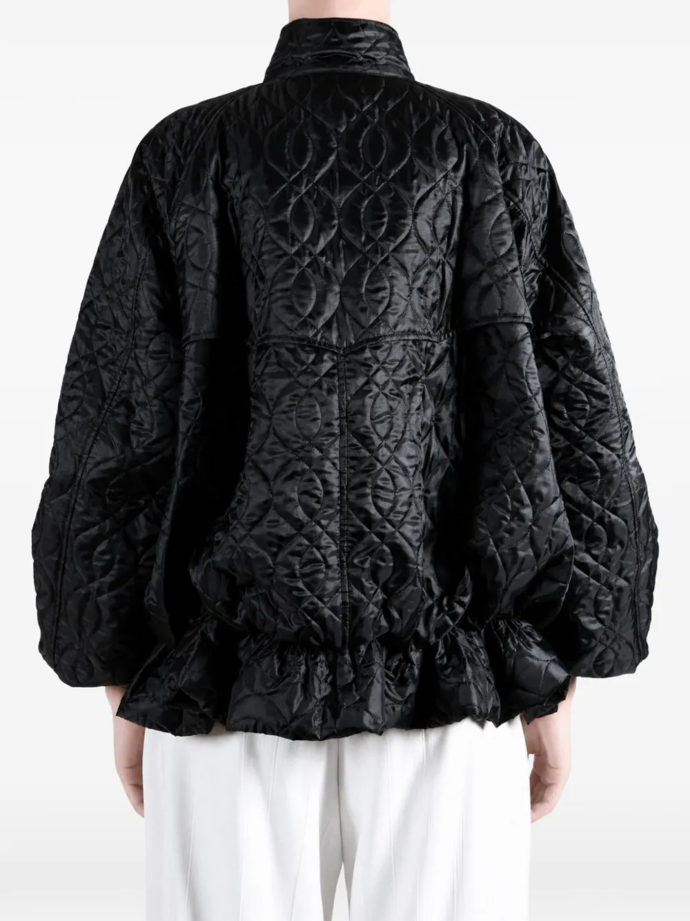 Noir Kei Ninomiya quilted ruffled jacket Zwart