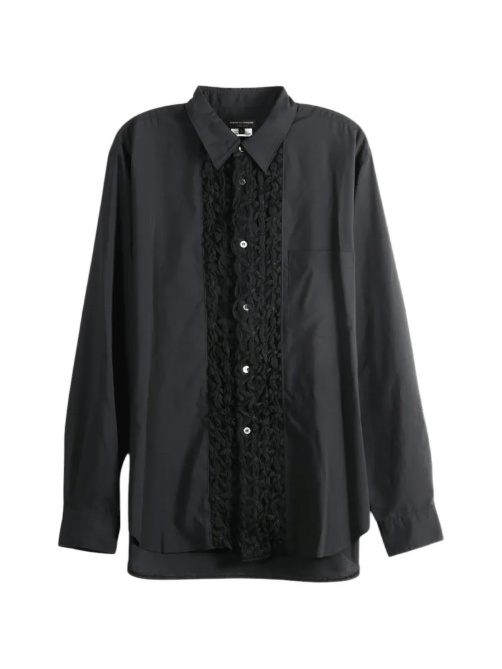 Comme des Garçons Homme Plus ruffled-trim shirt Zwart