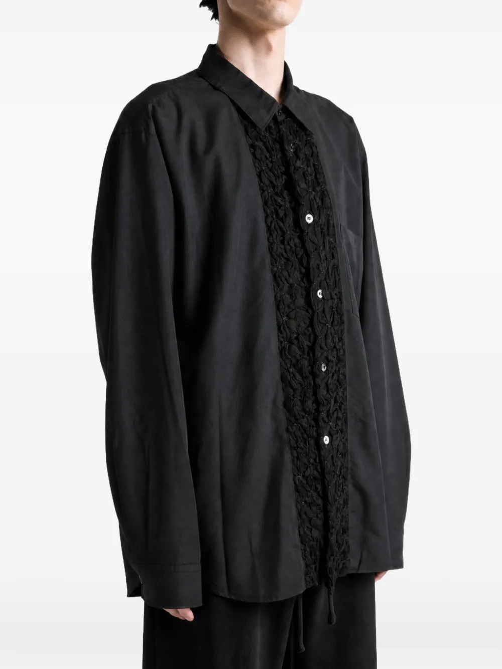 Comme des Garçons Homme Plus ruffled-trim shirt Zwart