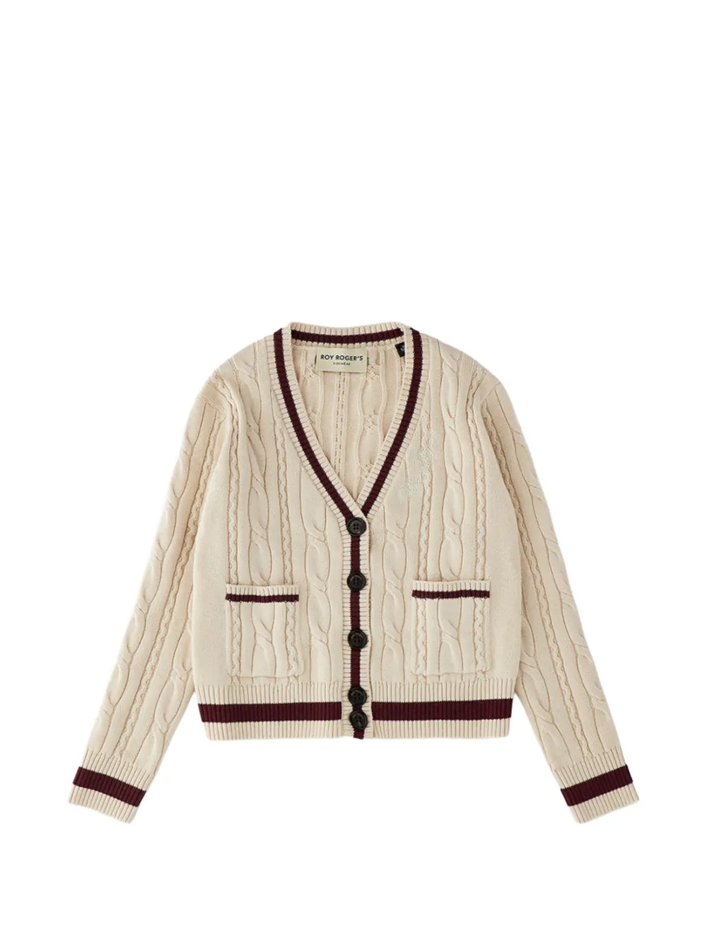 Roy Rogers Kids cable-knit striped-trim cardigan - Toni neutri