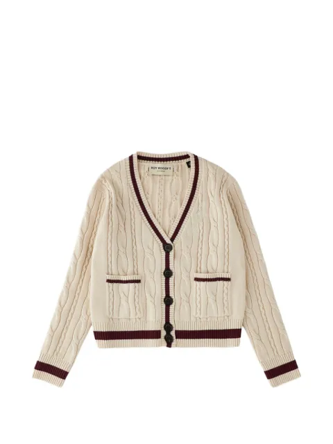 Roy Rogers Kids cable-knit striped-trim cardigan