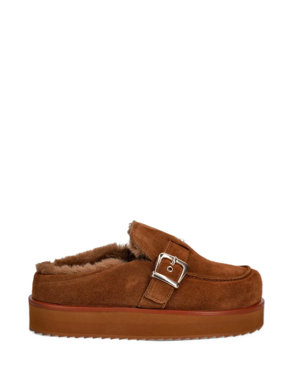 Patrizia Pepe buckle-fastening suede slippers - Marrone