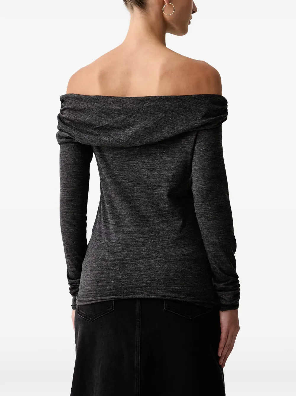 PINKO off-shoulder logo-embroidered sweater Grijs