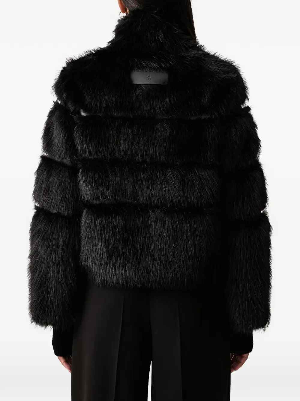 Patrizia Pepe buckle-detail faux-fur jacket Zwart