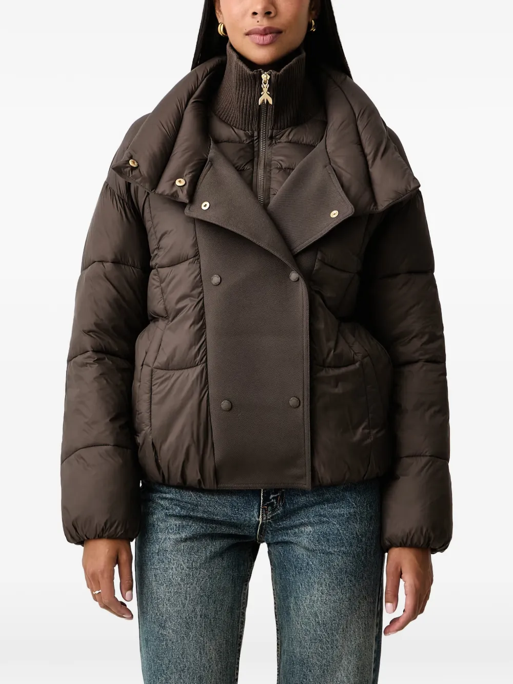 Patrizia Pepe double-breasted puffer jacket Bruin