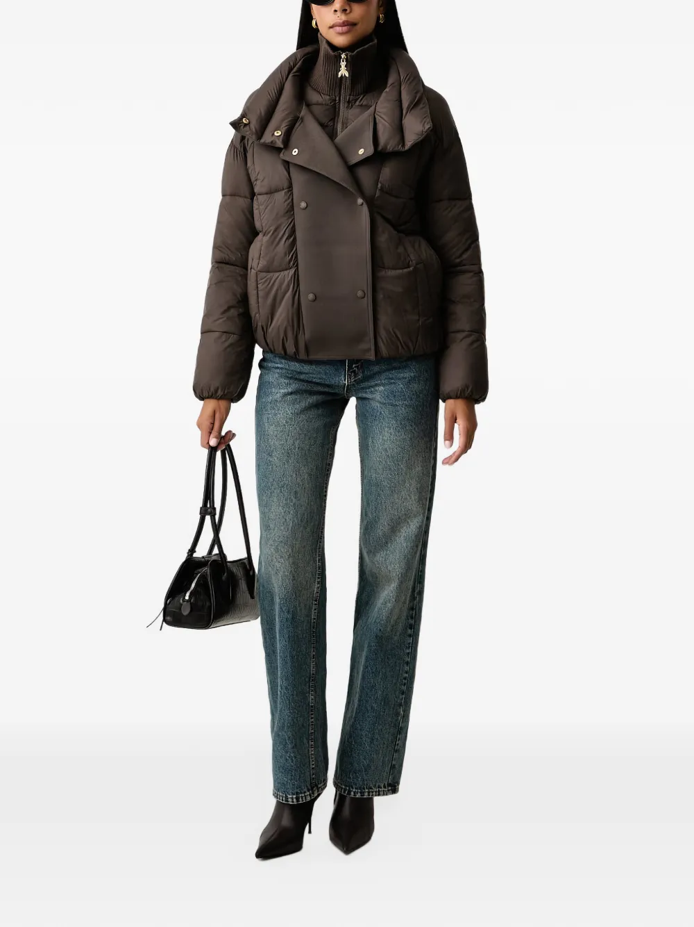 Patrizia Pepe double-breasted puffer jacket Bruin