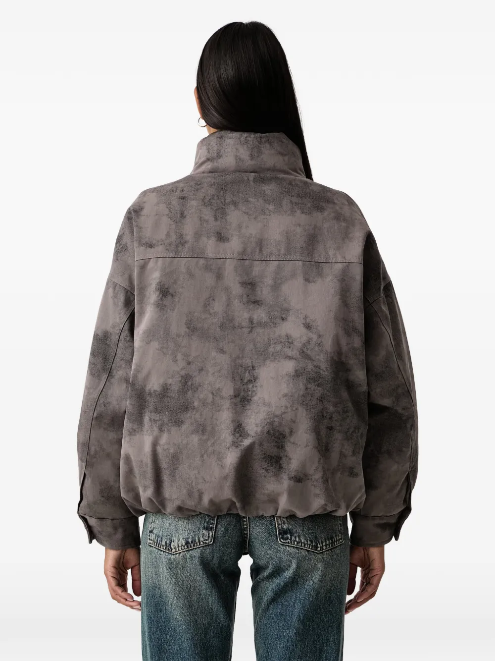 Patrizia Pepe faded-effect zip-up bomber jacket Grijs