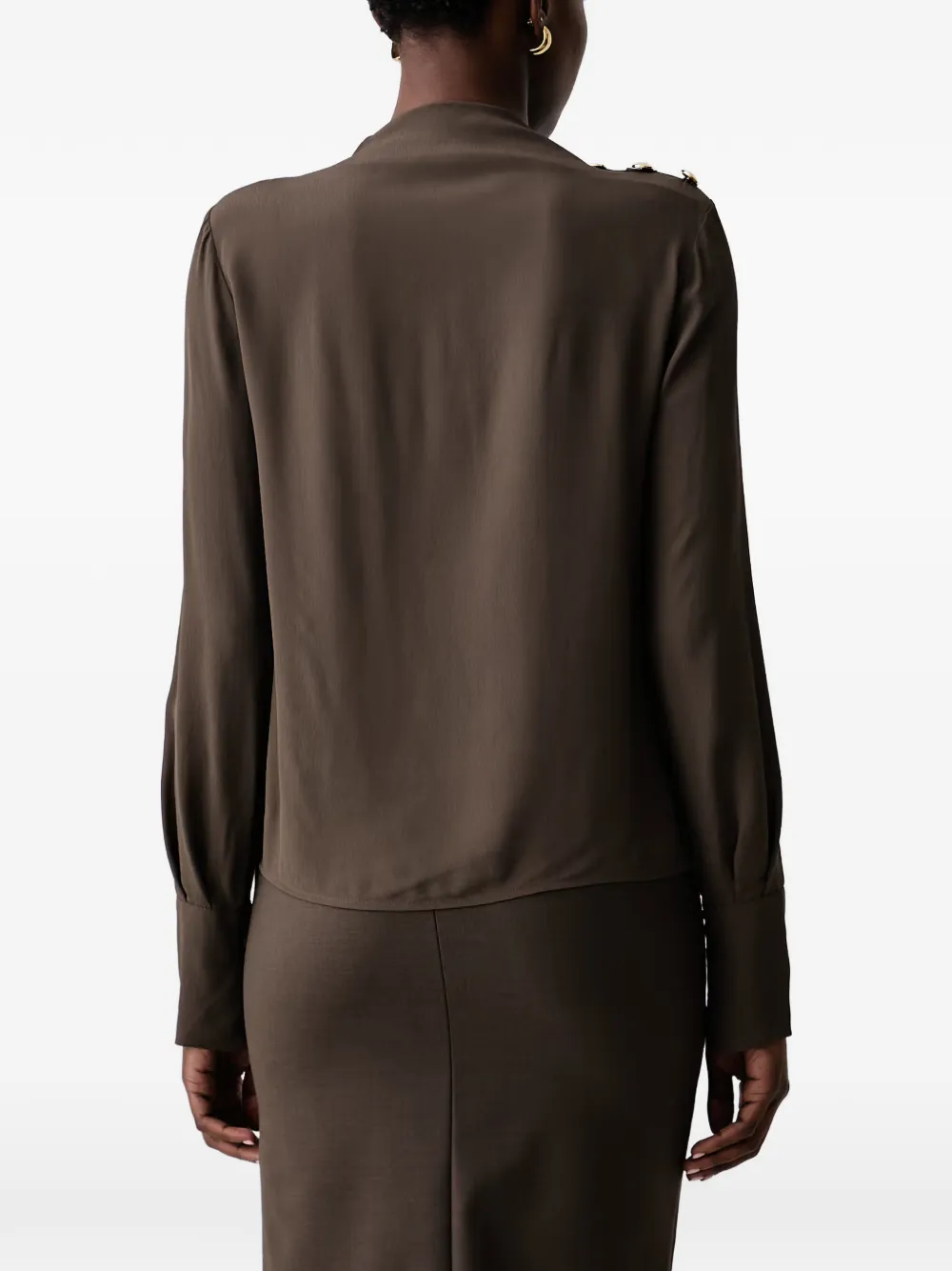Patrizia Pepe draped button-detail blouse Bruin