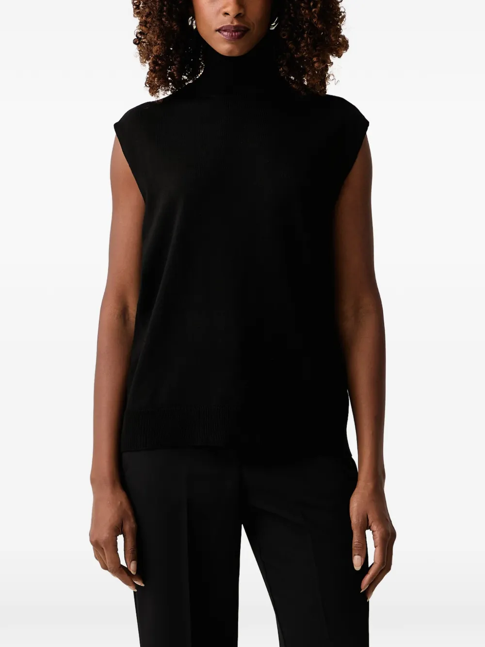 Patrizia Pepe turtleneck sleeveless vest - Nero
