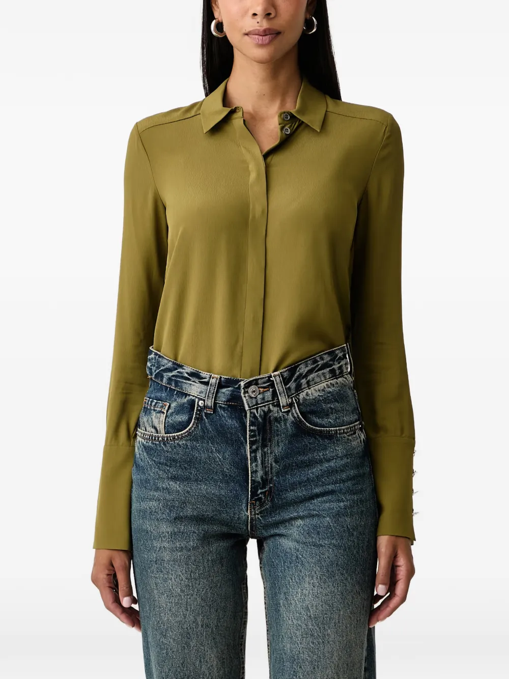 Patrizia Pepe embellished long-sleeve shirt - Green