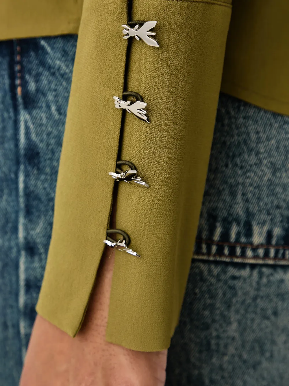 Patrizia Pepe embellished long-sleeve shirt Groen