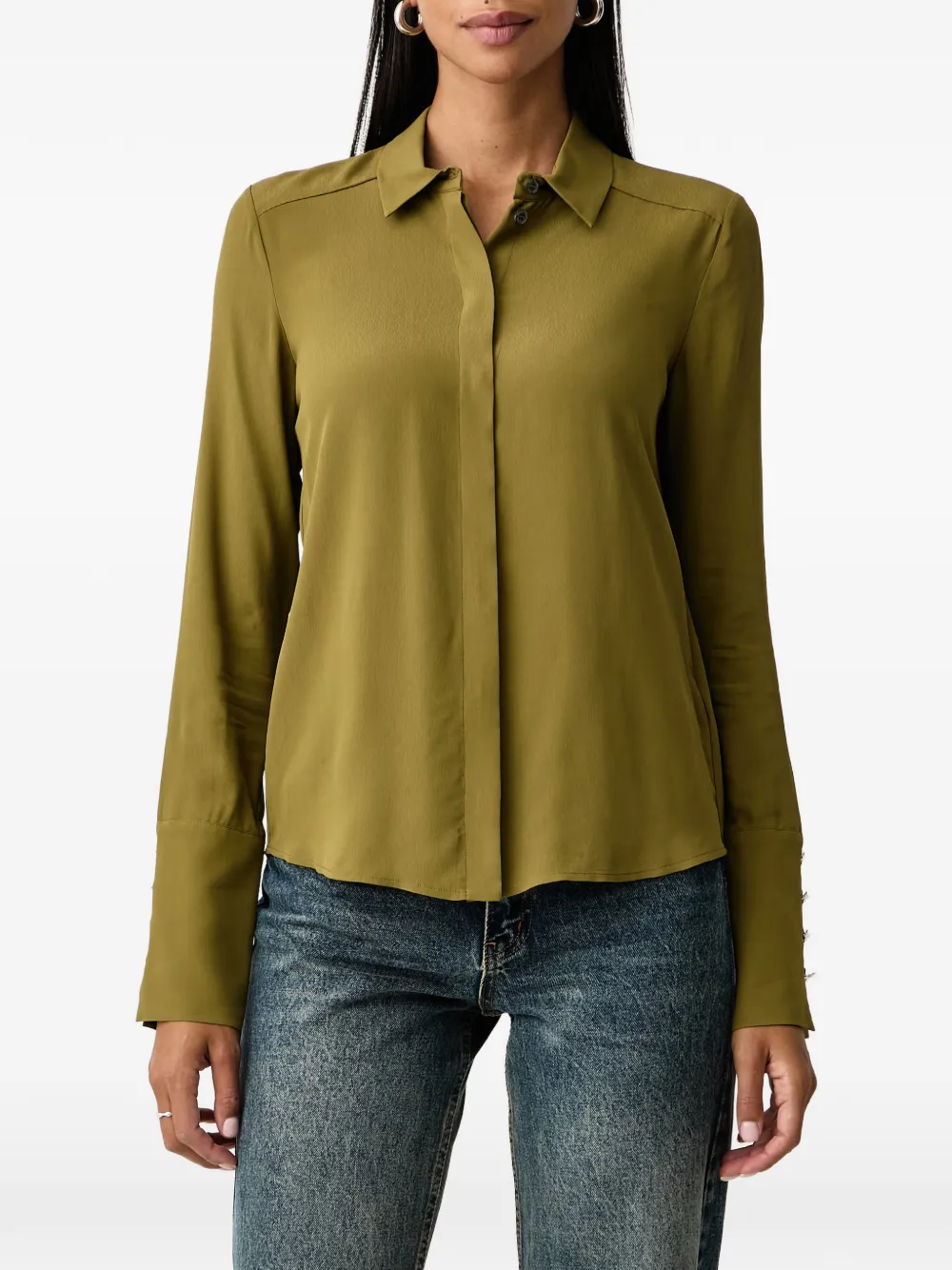 Patrizia Pepe embellished long-sleeve shirt Groen