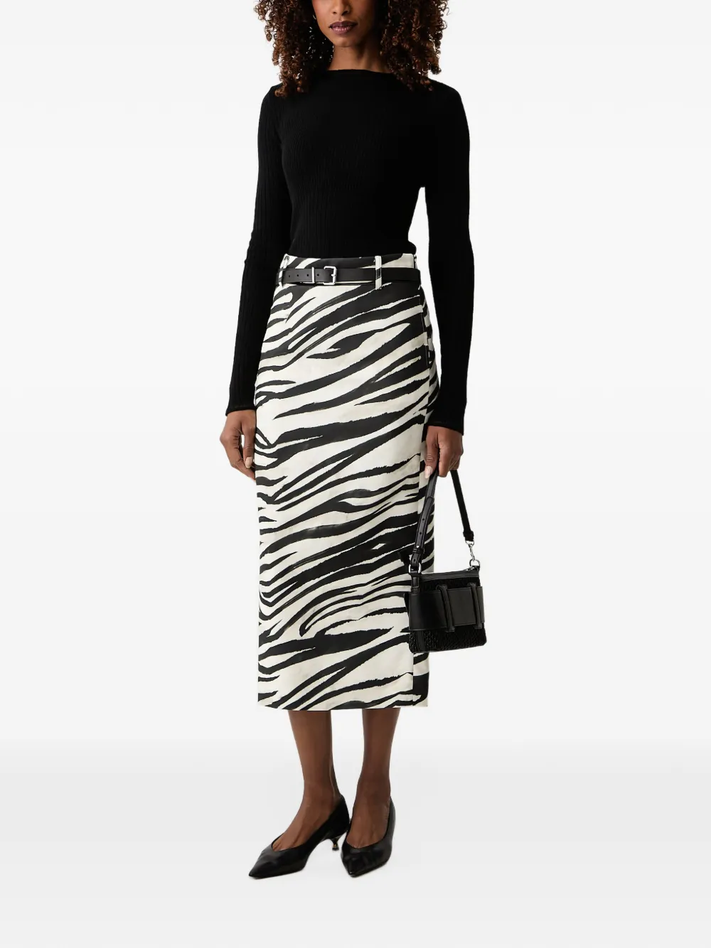 Patrizia Pepe ribbed-knit boat-neck sweater Zwart