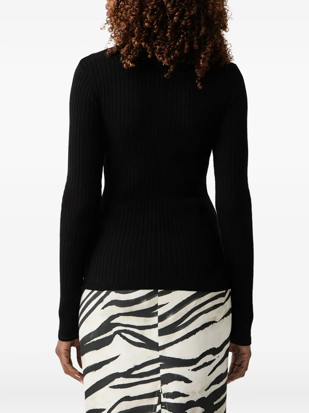 Patrizia Pepe ribbed-knit boat-neck sweater Zwart