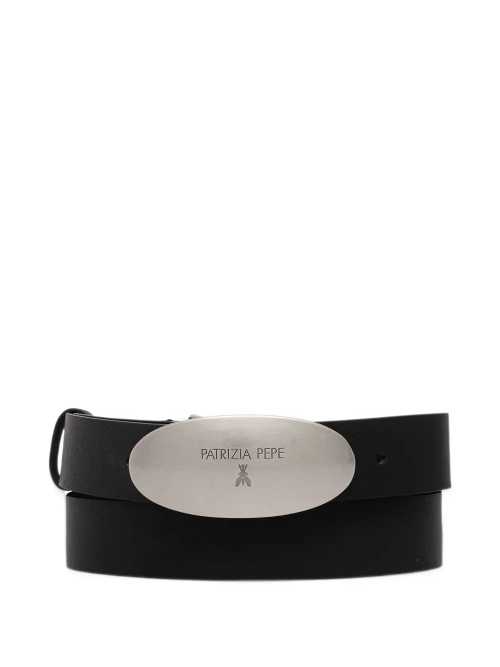 Patrizia Pepe logo-plaque pebbled belt - Nero