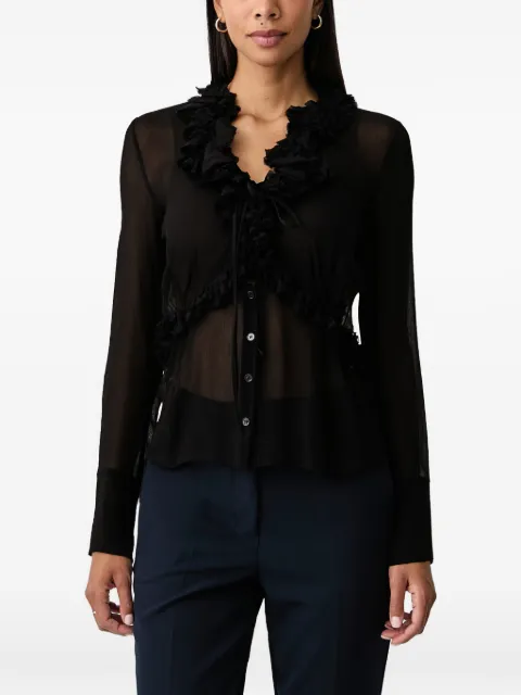 Patrizia Pepe ruffled-trim long-sleeve blouse