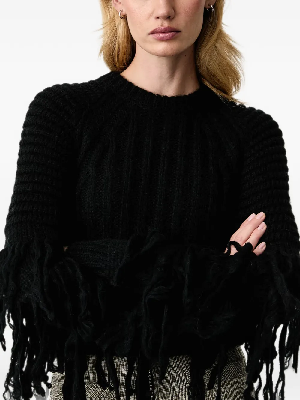 Patrizia Pepe fringed sweater Zwart
