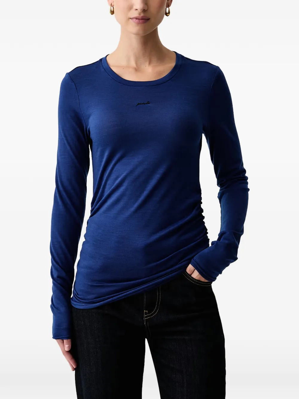 PINKO logo-embroidered T-shirt Blauw