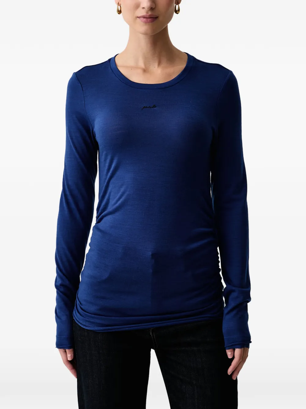 PINKO logo-embroidered T-shirt Blauw