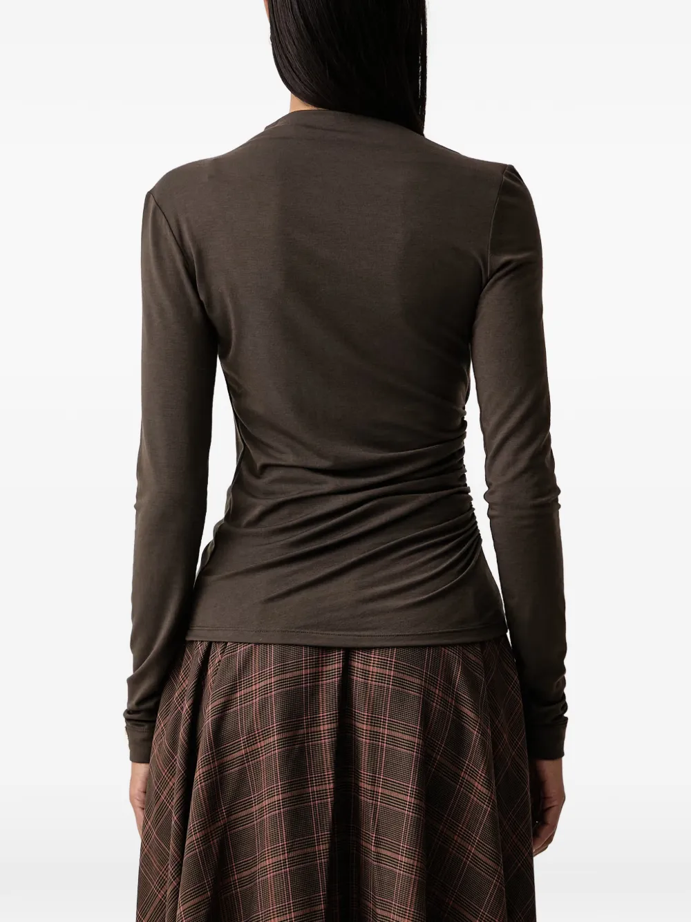 Patrizia Pepe draped-detail long-sleeve top Bruin