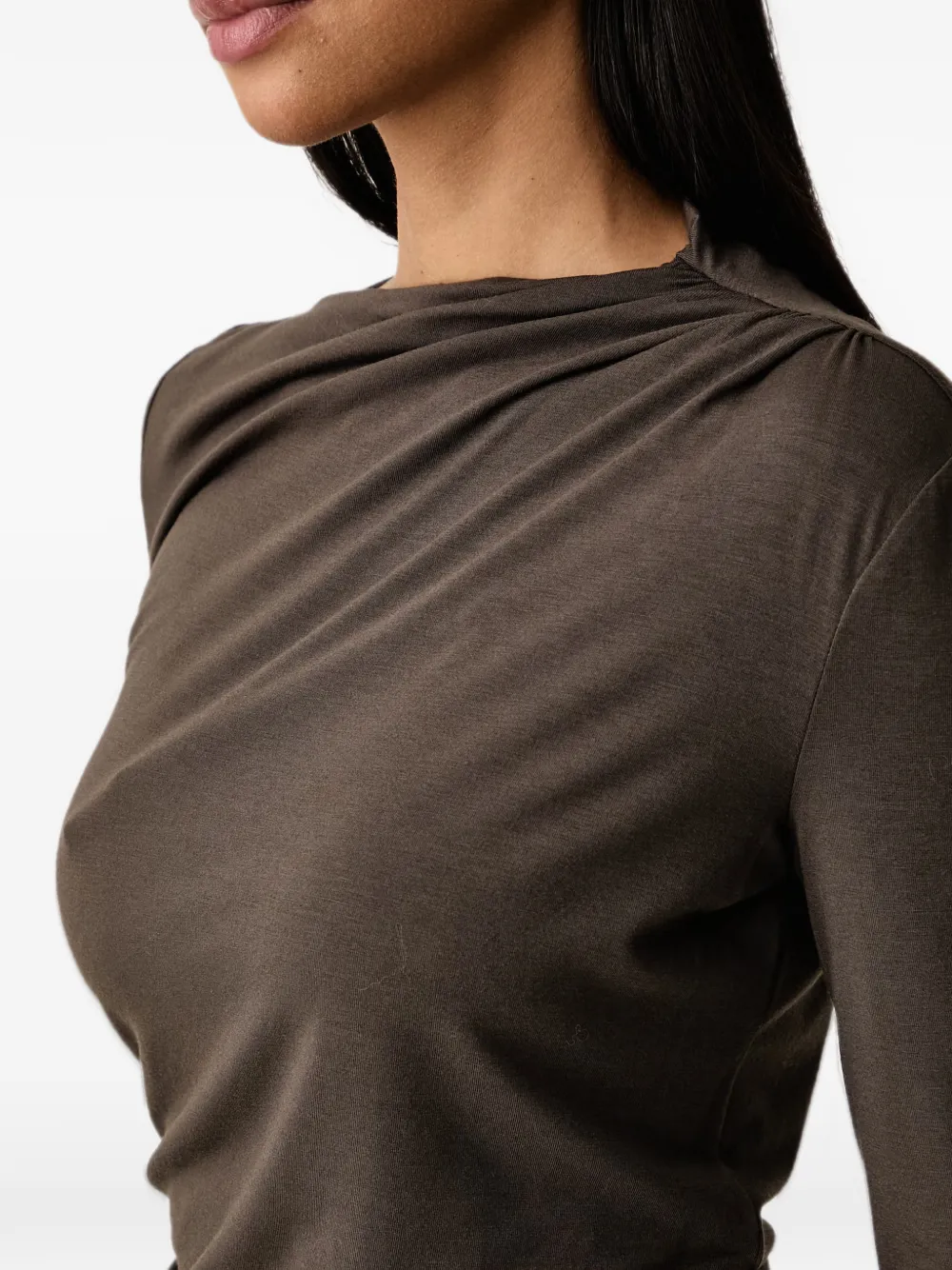 Patrizia Pepe draped-detail long-sleeve top Bruin