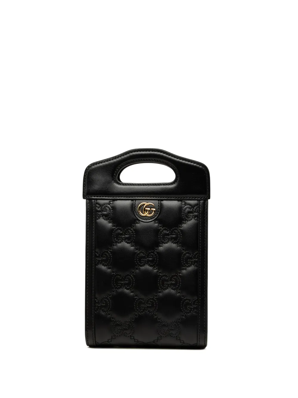 Gucci Pre-Owned 2016-2026 Mini GG Matelasse Calfskin Cut Out Handle satchel - Nero
