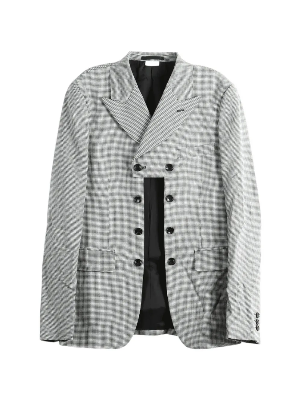 Comme des Garçons Homme Plus houndstooth-pattern cut-out double-breasted blazer Zwart