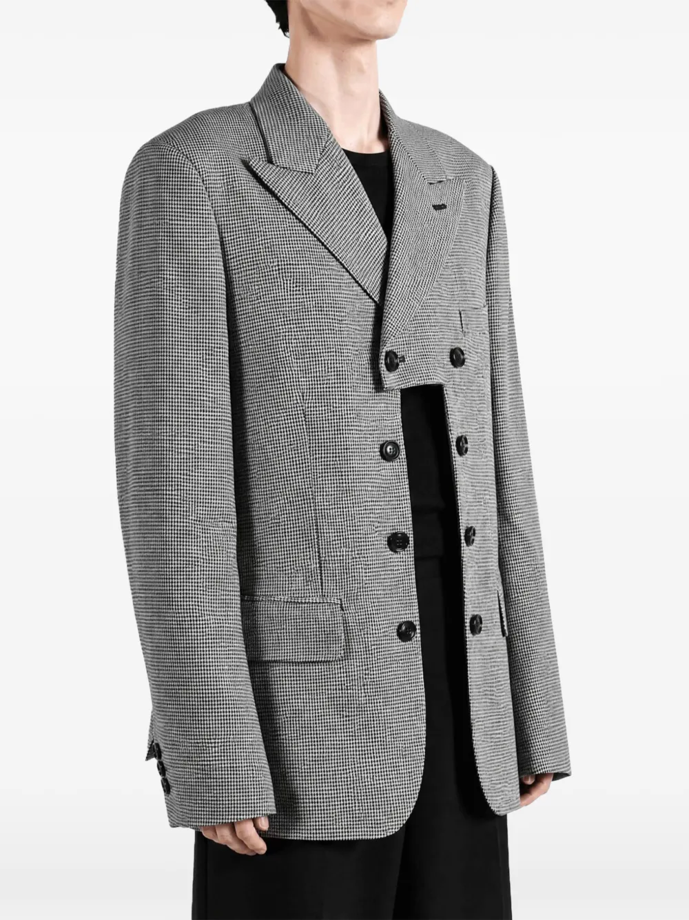 Comme des Garçons Homme Plus houndstooth-pattern cut-out double-breasted blazer Zwart