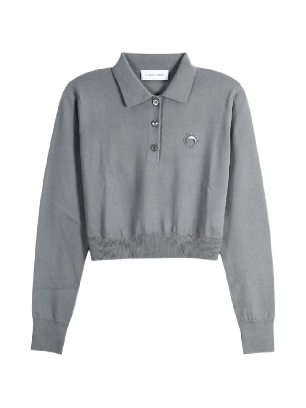 Marine Serre merinos knit long sleeves polo - Grigio