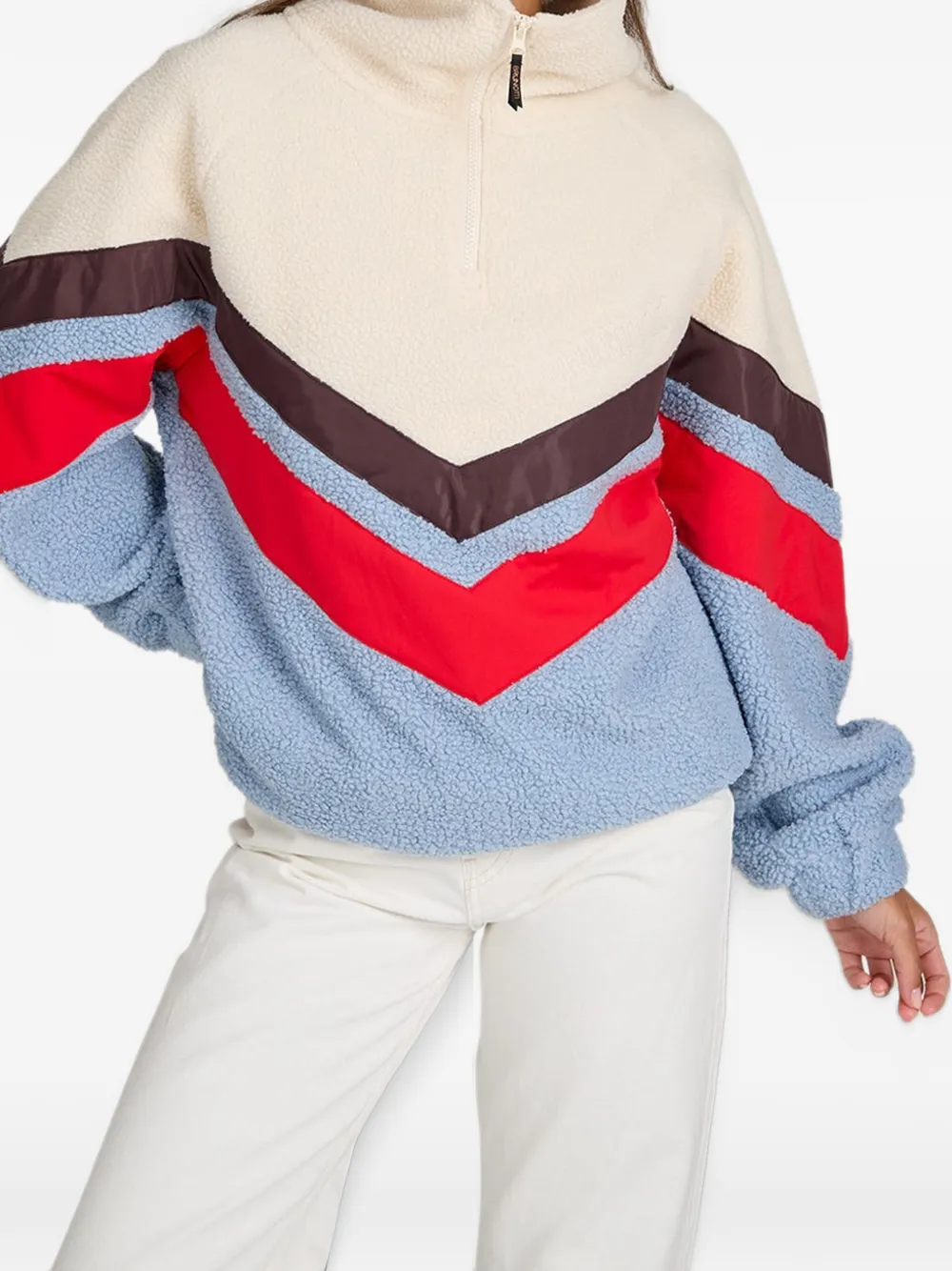 Brunotti Sandrea fleece trui met colourblocking Beige