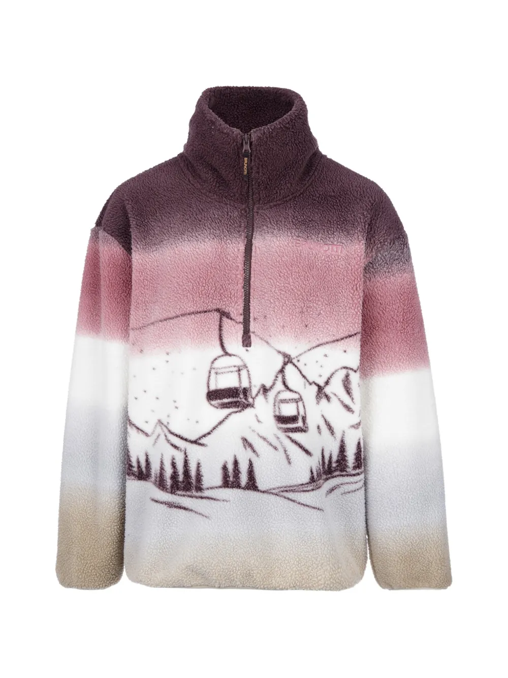 Brunotti Gonna fleece trui met berg-print Paars
