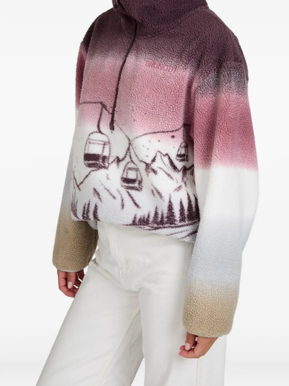 Brunotti Gonna fleece trui met berg-print Paars