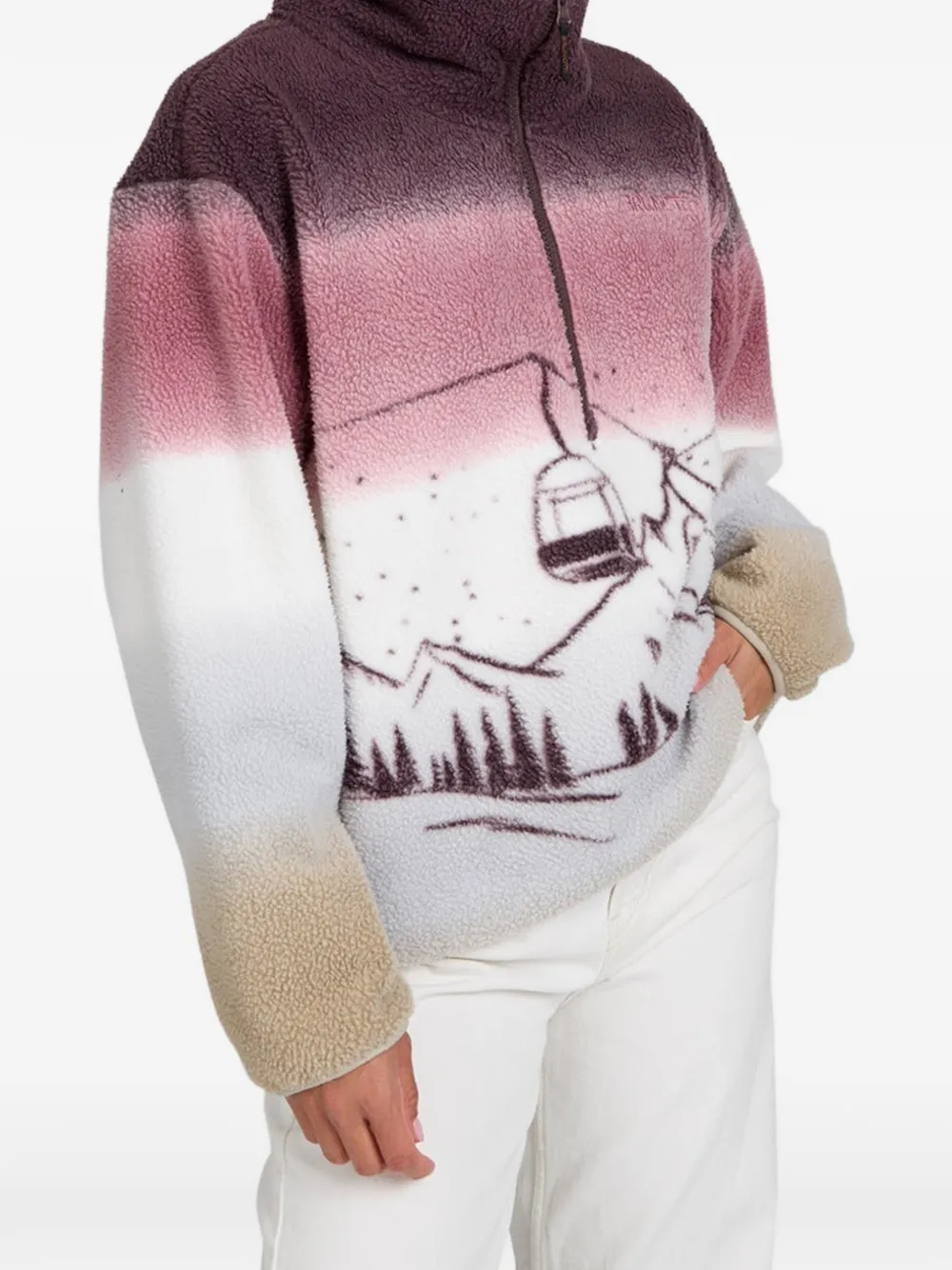 Brunotti Gonna fleece trui met berg-print Paars