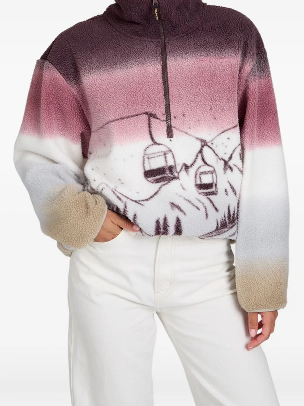 Brunotti Gonna fleece trui met berg-print Paars