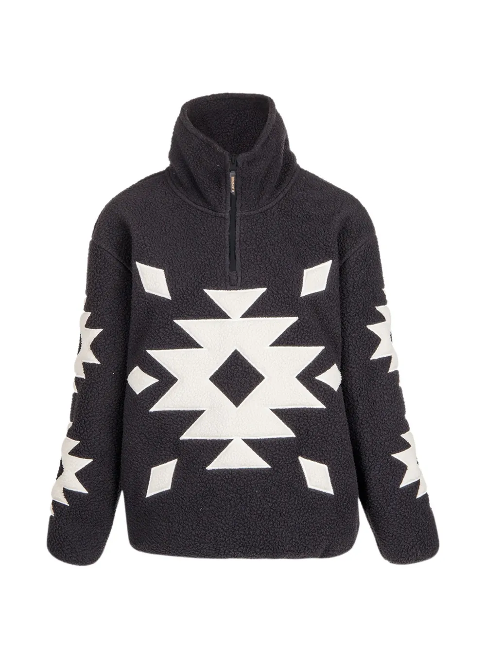 Brunotti Charley fleece trui met geometrisch patroon Zwart