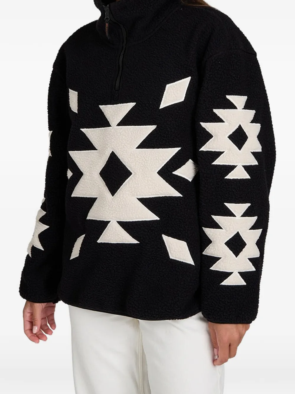 Brunotti Charley fleece trui met geometrisch patroon Zwart