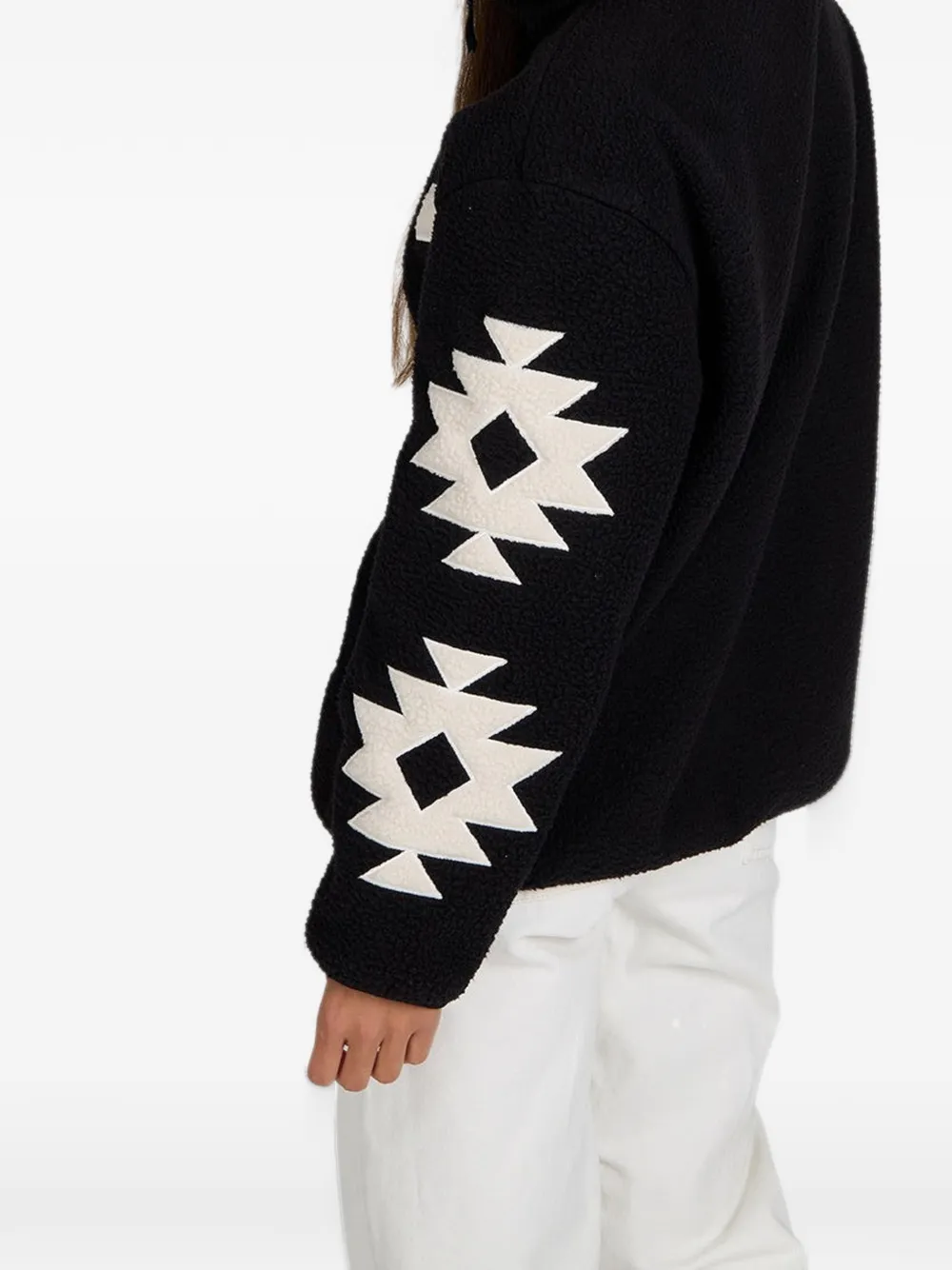 Brunotti Charley fleece trui met geometrisch patroon Zwart