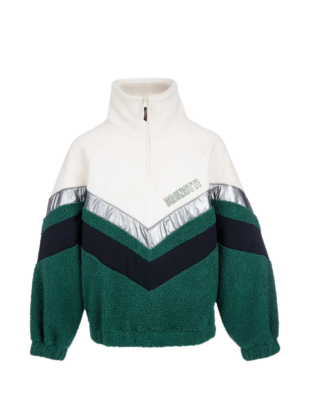 Brunotti Sandy fleece trui met colourblocking Groen