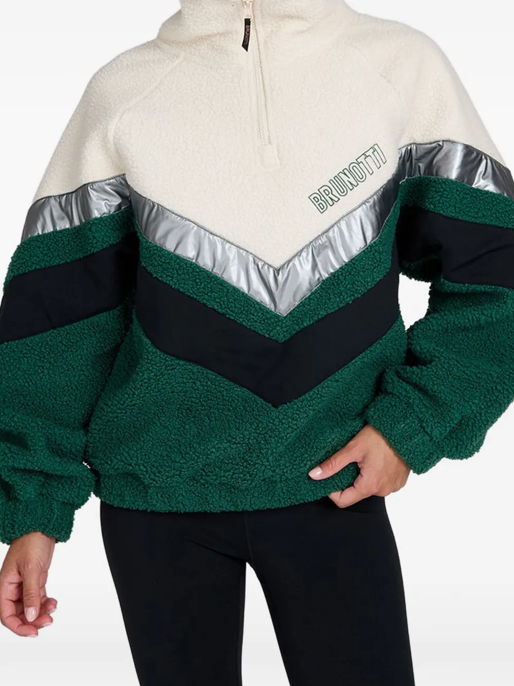 Brunotti Sandy fleece trui met colourblocking Groen
