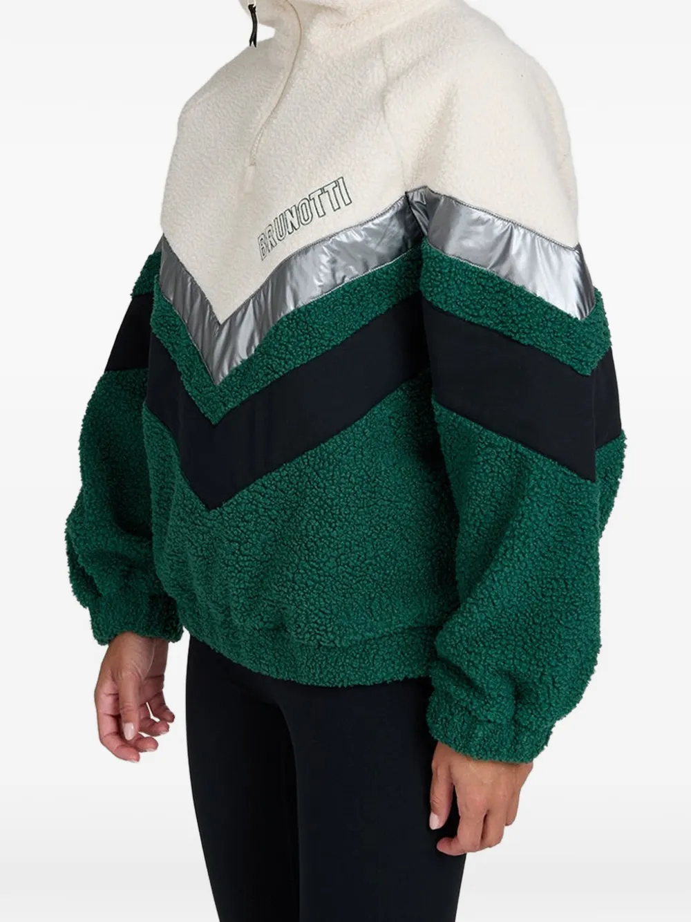 Brunotti Sandy fleece trui met colourblocking Groen
