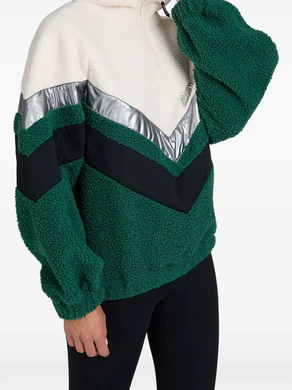 Brunotti Sandy fleece trui met colourblocking Groen