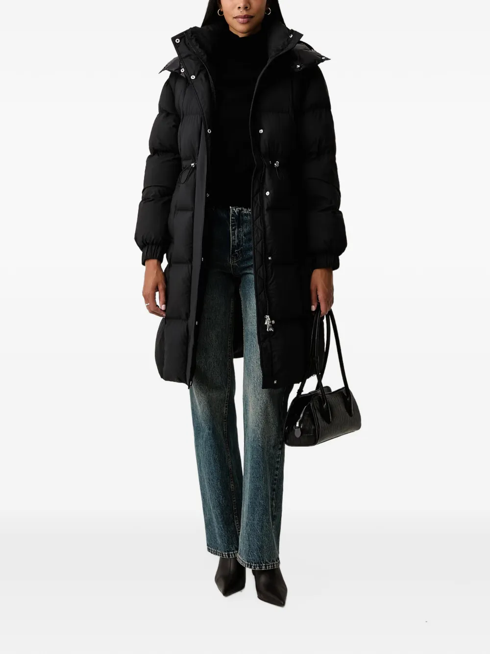 Patrizia Pepe padded drawstring-waist coat Zwart