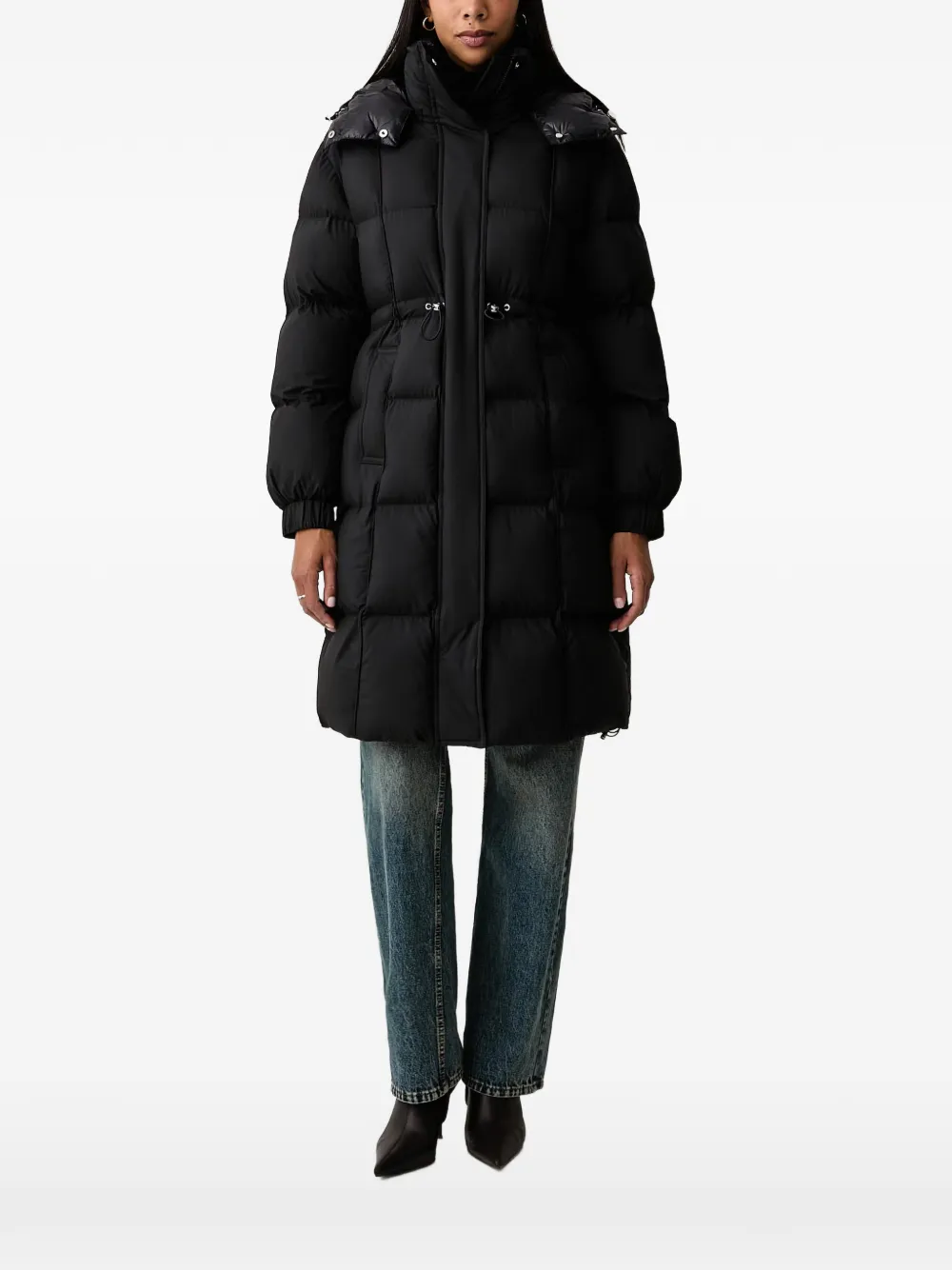 Patrizia Pepe padded drawstring-waist coat Zwart