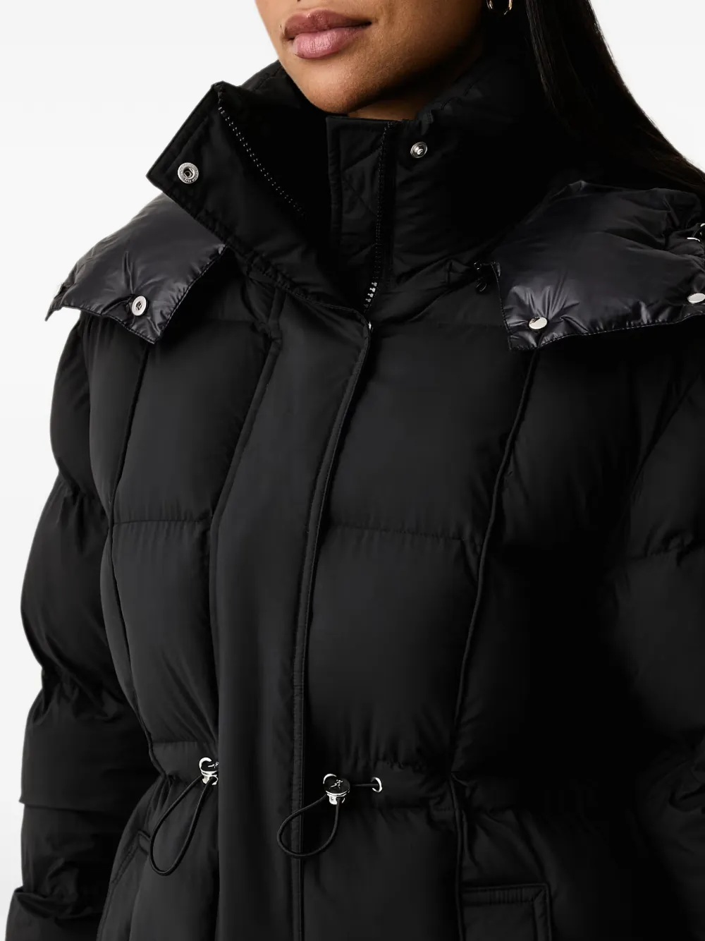 Patrizia Pepe padded drawstring-waist coat Zwart